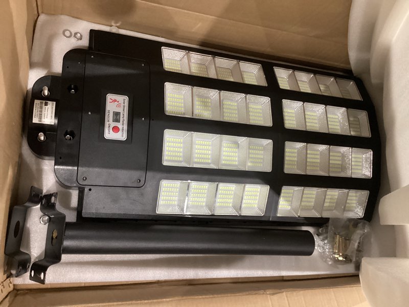 Condition photo showing Good Condition for 8000W Solar Street Light - Wide Angle Solar Lights Outdoor Dusk to Dawn, Commercial Solar Parking Lot Light Motion Sensor with Remote Control, 7000K Solar Street Lights Outdoor IP66 Waterproof