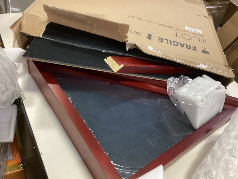 Condition photo showing As Is for American Flag Display Case - Military Shadow Box with Polished Plexiglass for 5'x9.5' Folded Flag