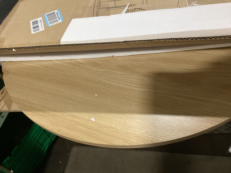 Condition photo showing Good Condition for Coffee Table for Living Room, Modern Round Coffee Table with Cabinets & Sliding Doors, Home Small Space, 29.9" Fluted Center Table, Natual Oak_lsj031-n