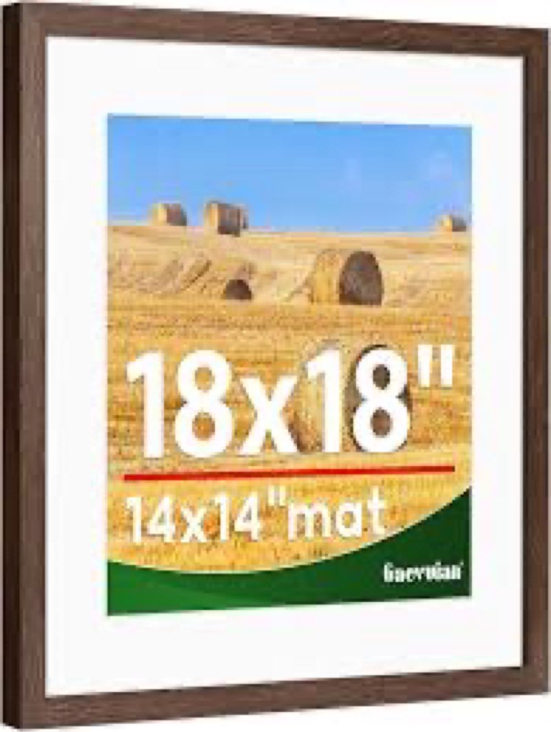 Gaevuian 18x18 frame,Distressed Farmhouse Wood Pattern 18x18 picture frame Display 14x14 with mat,Di