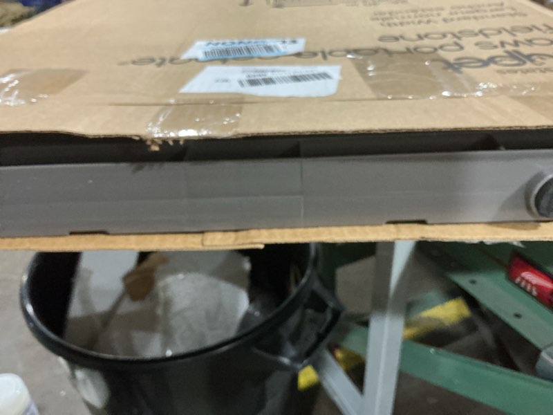 Condition photo showing As Is for MYPET North States Paws Portable Pet Gate: 26-40" Wide. Pressure Mount. No Tools Needed. Made in USA, 23" Tall, Expandable, Durable Dog Gates for Doorways, Fieldstone Gray