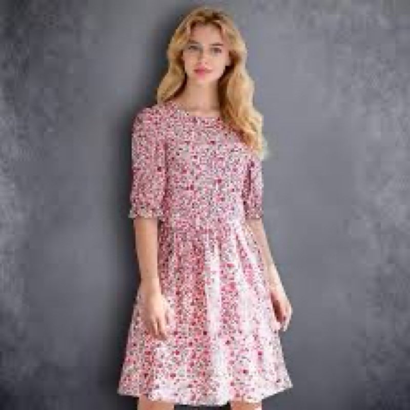 YIGMAW Barbara Dress Costume Lydia's Floral Print Dress Womens Halloween Cosplay Outfit (Pink, 2XL)