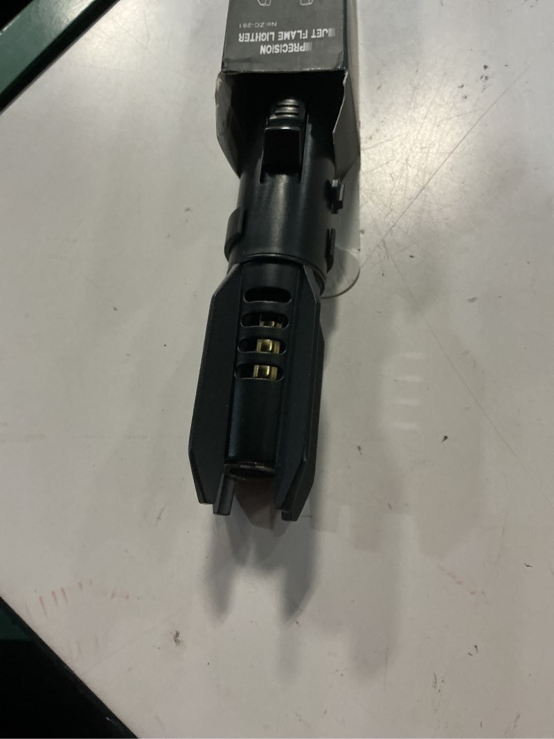 Condition photo showing Good Condition for camping lighter, torch lighter, straight flame bright fire refillable windproof adjustable color with safety lock for campfires kitchen hiking candles fireplace bbq outdoor essentials (black)