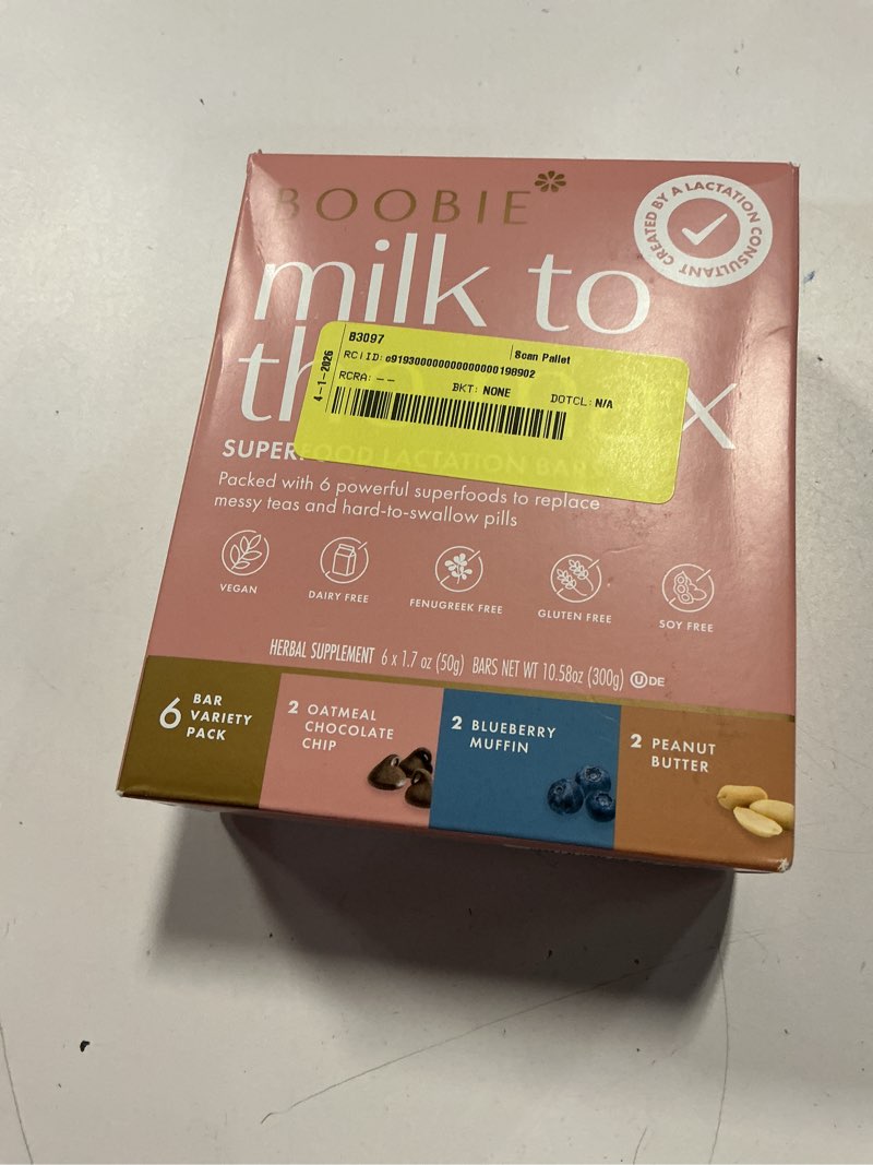Condition photo showing New/Like New for (bb:03.12.26)boobie superfood breastfeeding bars supporting a healthy milk supply, variety pack, (1.7 ounce bar, 6 count)