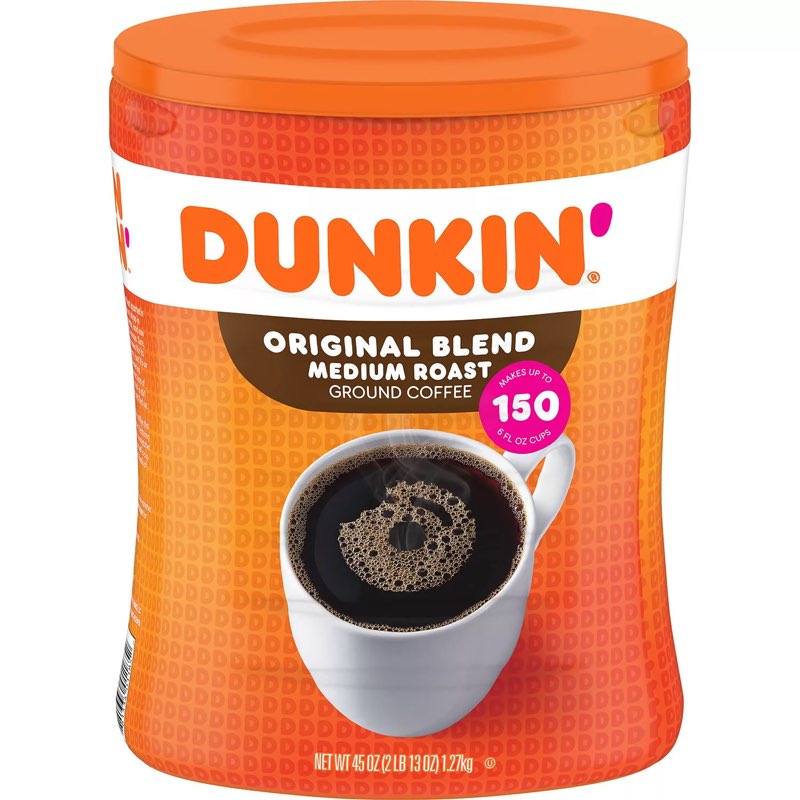 (Best If Used By JUN/10 2026) (ONE) 40 oz DUNKIN' DONUTS ORIGINAL MEDIUM ROAST GROUND COFFEE MAKES 135-6oz-CUP