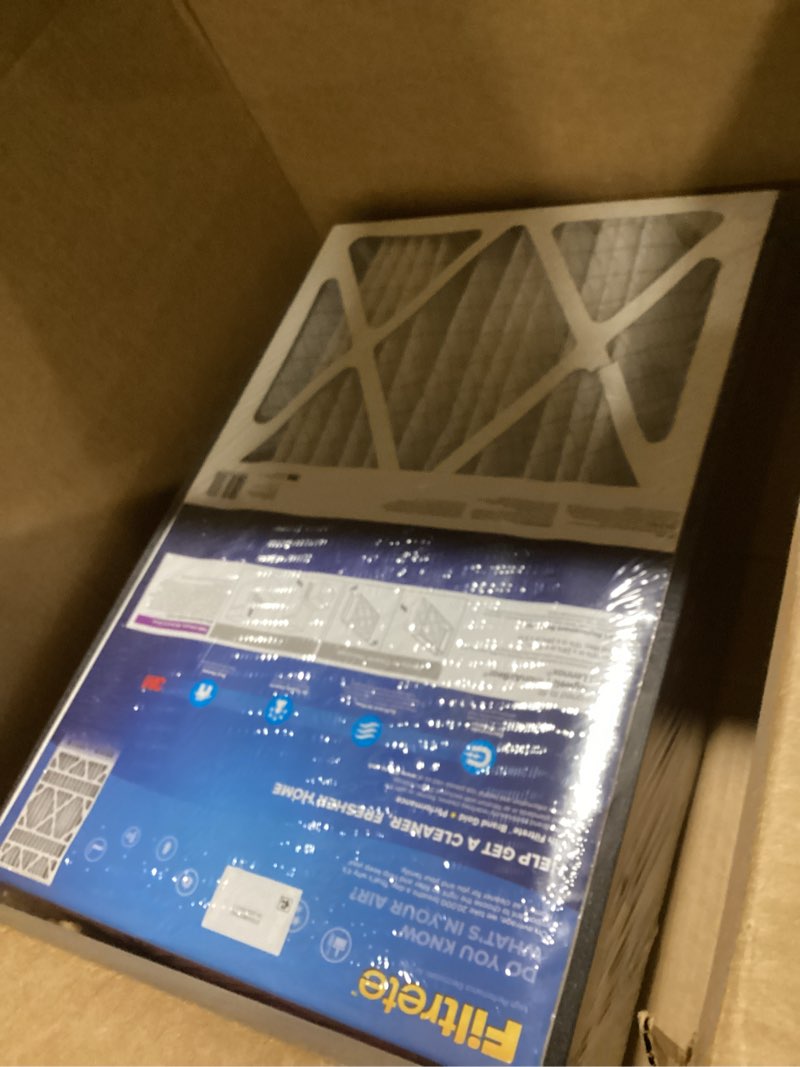 Condition photo showing New/Like New for Filtrete 16x25x5 AC Furnace Air Filter, MPR 1550, MERV 12, Fits Honeywell & Trion AirBear, CERTIFIED Asthma & Allergy Friendly, Electrostatic Air Filter, 1-Pack (actual size 15.75 x 24.13 x 4.88) 4.9" x 24.1" x 15.6"