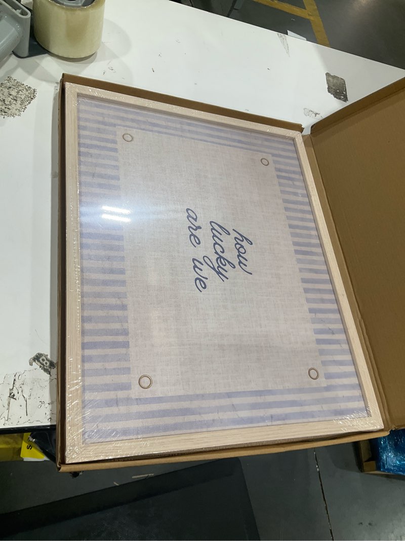 Condition photo showing Good Condition for ayhssmo vintage framed wall art how lucky are we print farmhouse wall decor quote poster vintage aesthetic canvas art for dorm bedroom 16x20in blue lines 1 framed 20"l x 16"w