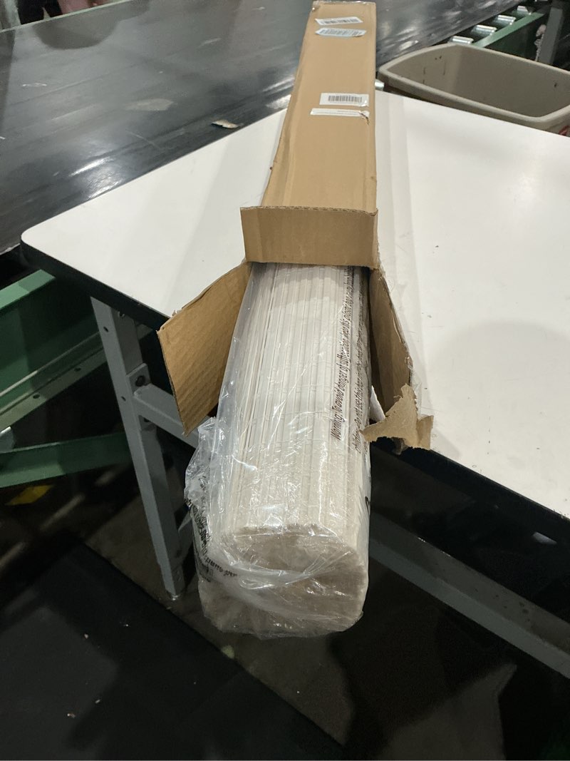 Condition photo showing New/Like New for lazblinds cordless bamboo roman shades, privacy blinds for interior windows, room darkening roll up bamboo blinds for home & patio, 34" w x 64" h, alpine ivory alpine ivory 34" w x 64" h
