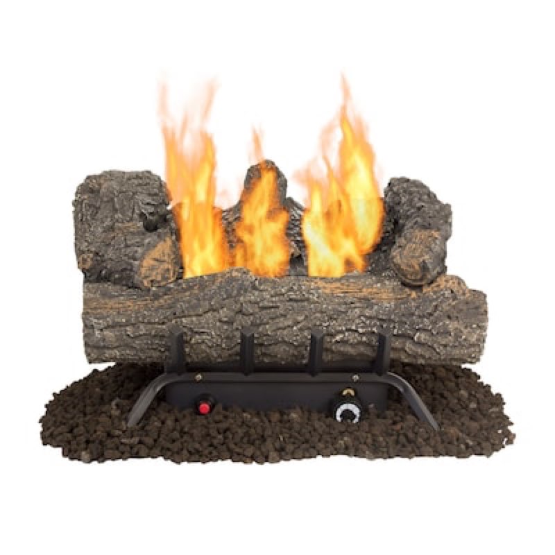 master forge 19.75-in 30000 -btu dual fuel dual -burner vent-free gas fireplace logs with
