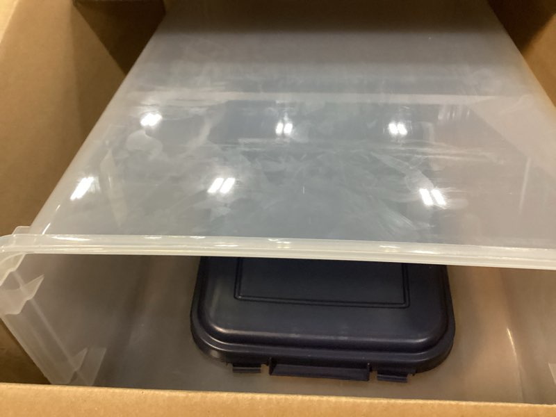 Condition photo showing Good Condition for iris usa dog food storage container 38 lb, airtight large pet food storage bin with wheels, for dog cat bird chicken food, holds up to 38 lbs, keep fresh, bpa free, made in usa, navy 38 lbs navy