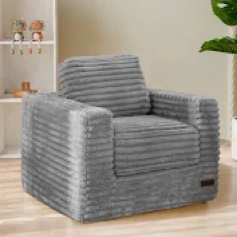 MAXYOYO Kids Bean Bag Chair, Comfy Faux Fur Bean Bag Sofa with Filler, Upholstered Floor Sofa with Pillows and Armrests, Lazy Floor Chair Couch for Boys and Girls, Beige