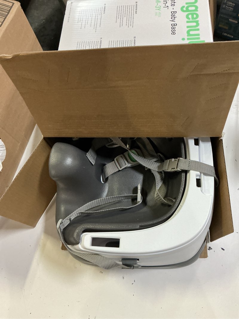 Condition photo showing As Is for ingenuity baby base 2-in-1 booster feeding and floor seat with self-storing tray - slate