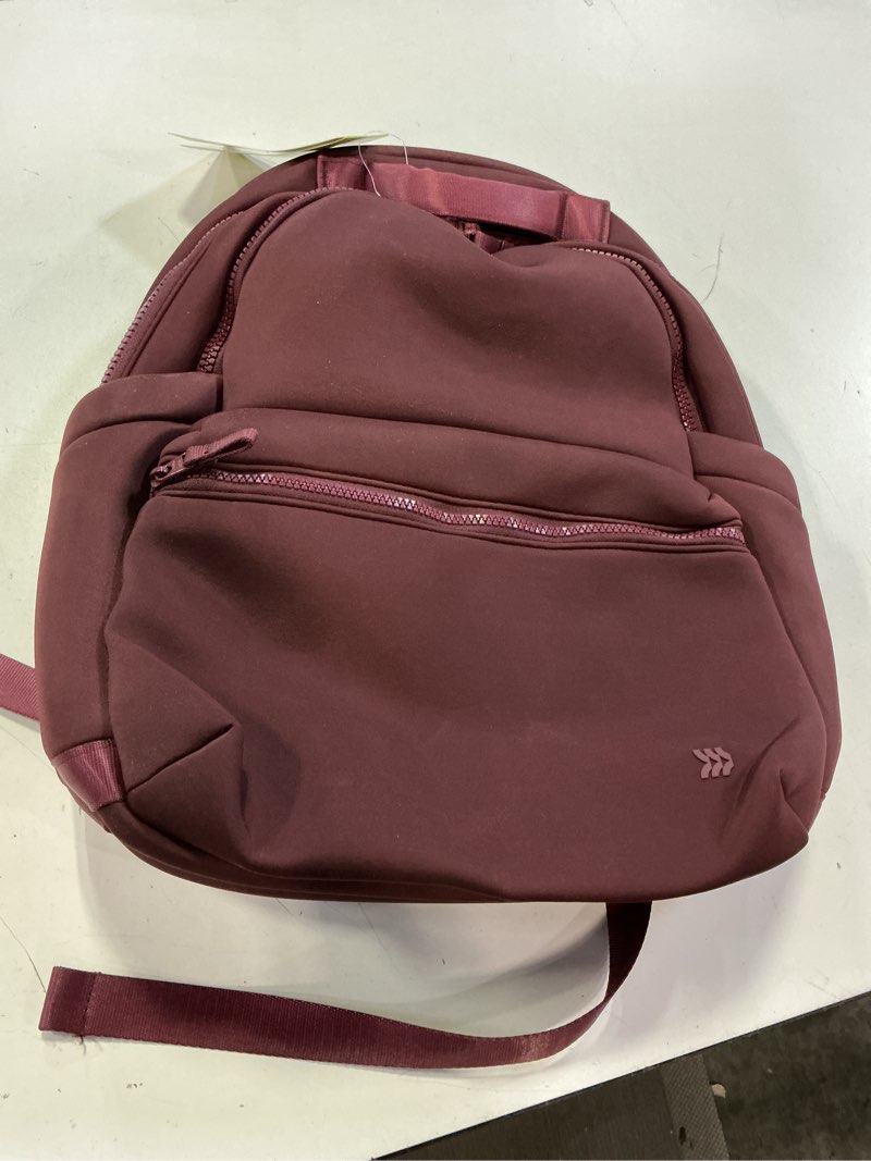 Condition photo showing Good Condition for 14l faux neoprene backpack - all in motion  burgundy: knit shell, unstructured design