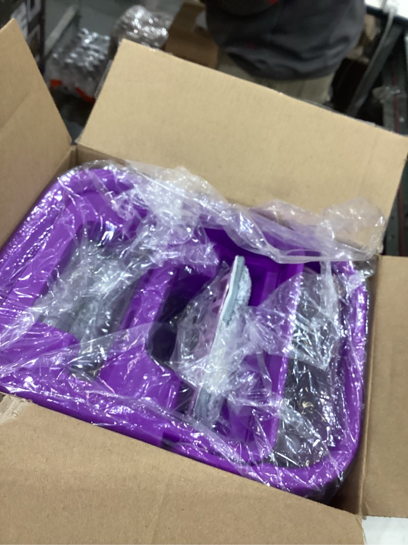 Condition photo showing As Is for Mop and Bucket with Wringer Set, Hands Free Flat Floor Mop and Bucket, 5 Washable Microfiber Pads Included, Wet and Dry Use, Home Floor Cleaning System for All Floor Types and Windows,Purple Purple Mop and Bucket Set with 5 Pads