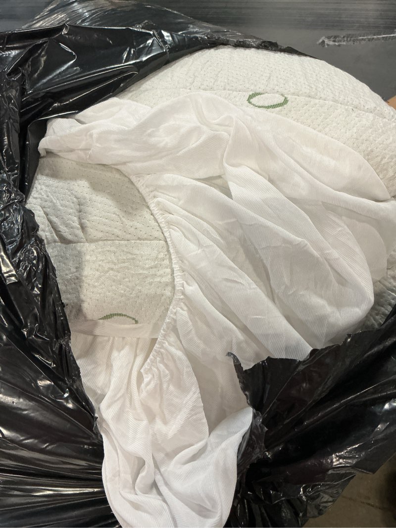 Condition photo showing As Is for DOWNCOOL 3 Inch Memory Foam Mattress Topper Queen – Cooling Pillow Top Mattress Topper for Back Pain Relief, with Bamboo Viscose Air Layer, 1700 GSM Fill, Deep Pocket Fits 8–21 Inch White Queen