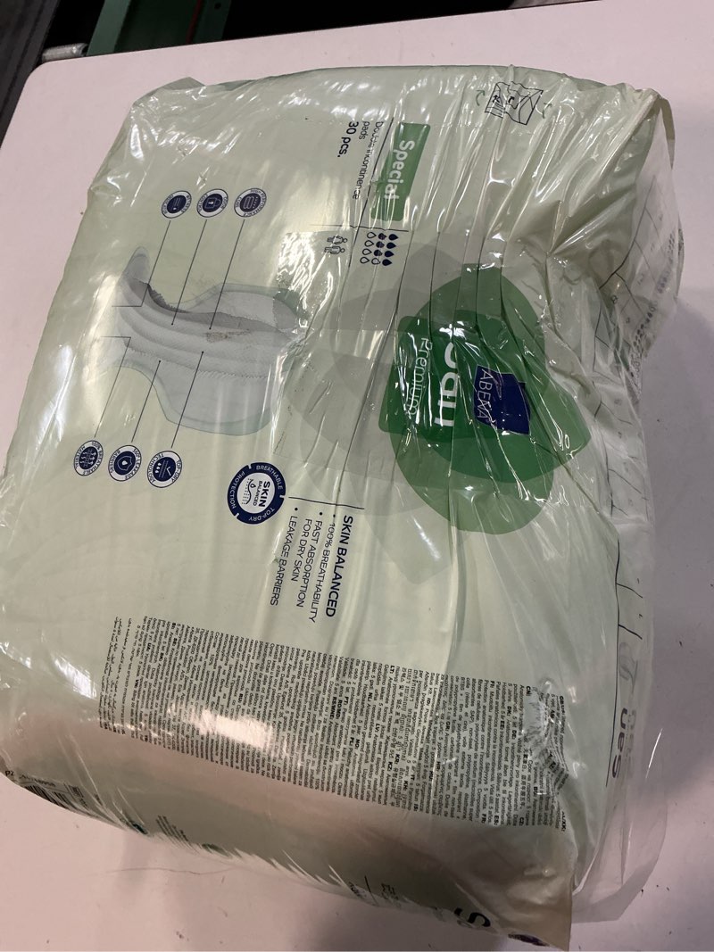 Condition photo showing New/Like New for abena san special - specifically designed for fecal incontinence, 30 count