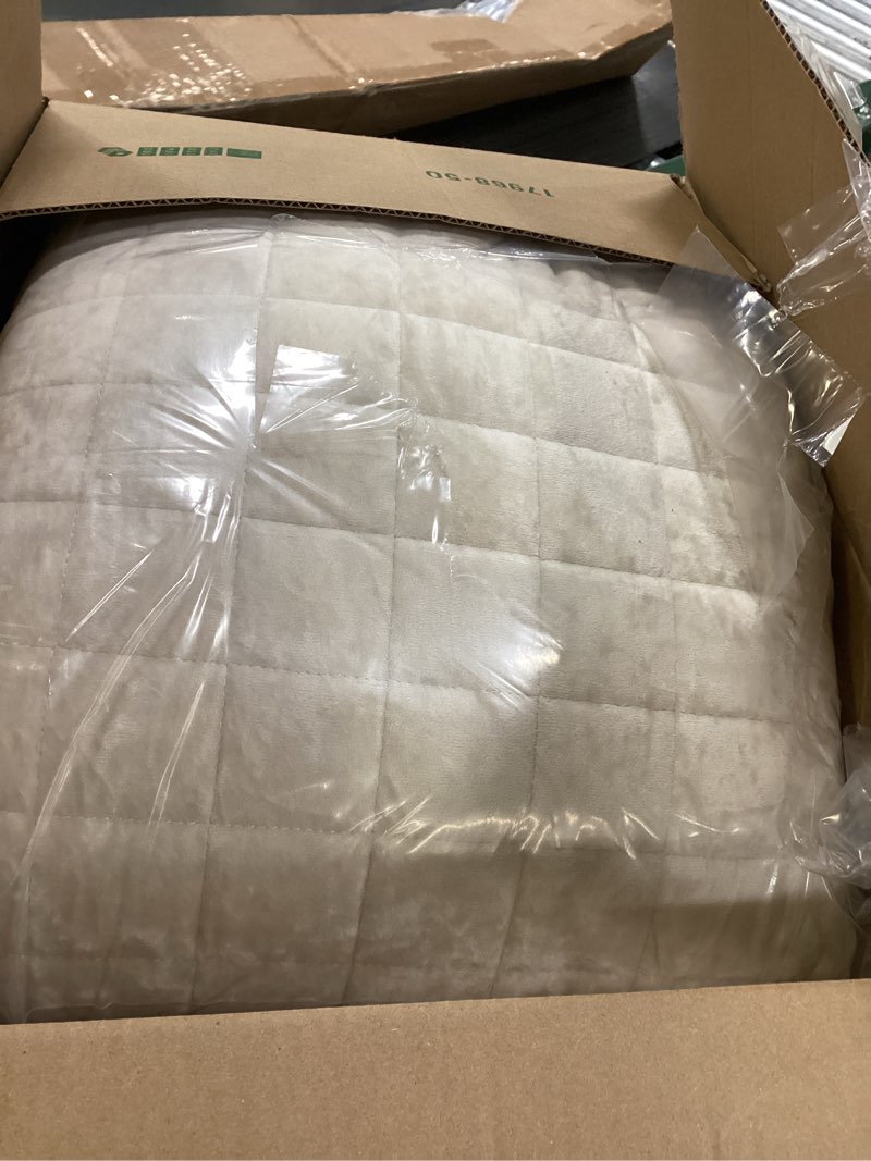 Condition photo showing Good Condition for RECYCO Luxury Velvet Quilt Set King Size Bedding Sets, Ultra Soft Velvet Comforter Set, Lightweight Channel Box Stitch Oversized Bedspread Coverlet for All Season, with 2 Shams, Beige King/Cal King (108" x 92") Beige