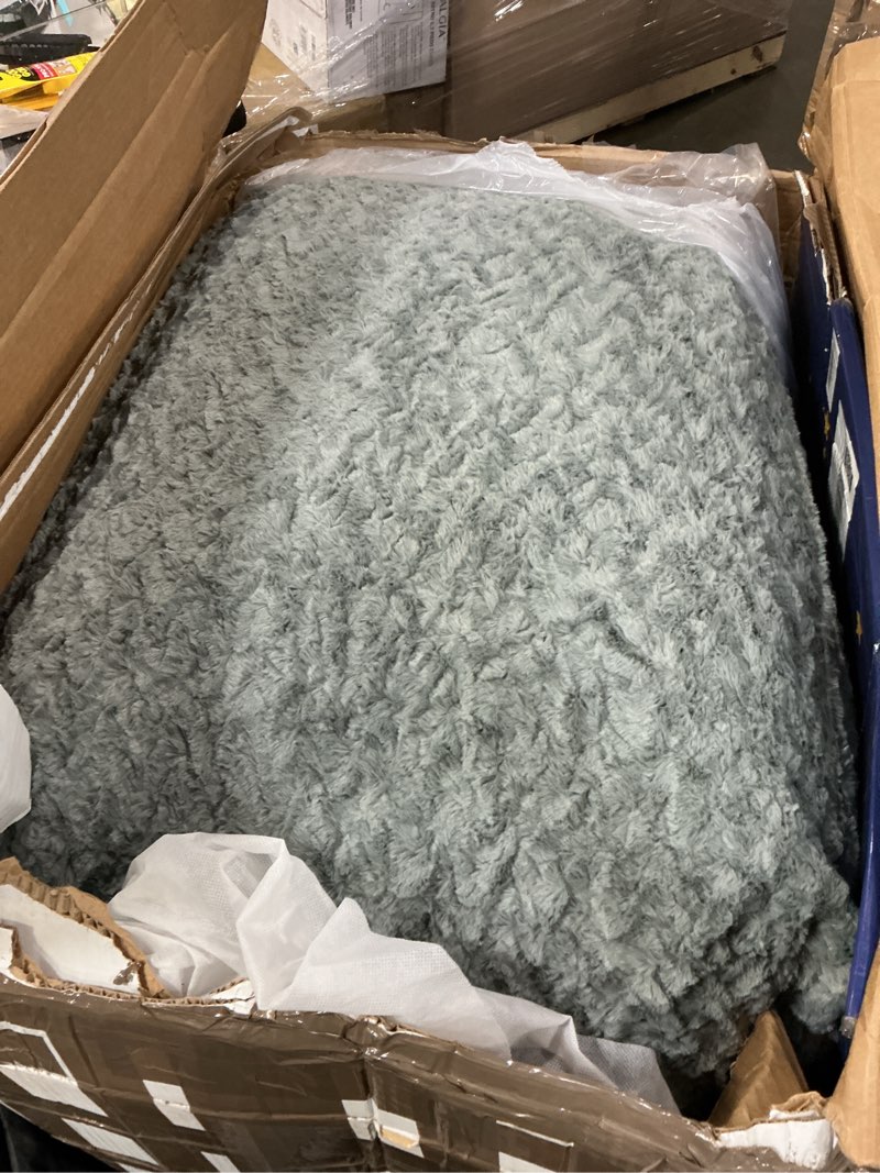 Condition photo showing Good Condition for hobestluk bean bag chair big bean bag lounger for adults bean bag couch with memory foam filled for living room, bedroom or balcony (chevron plush grey) lead grey