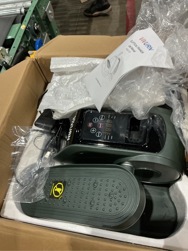 Condition photo showing As Is for under desk elliptical machine, eliptical leg exerciser as seen on tv with remote,12 speed levels for whole family,forward & reverse direction, auto & manual mode, quiet portable machine, home & office