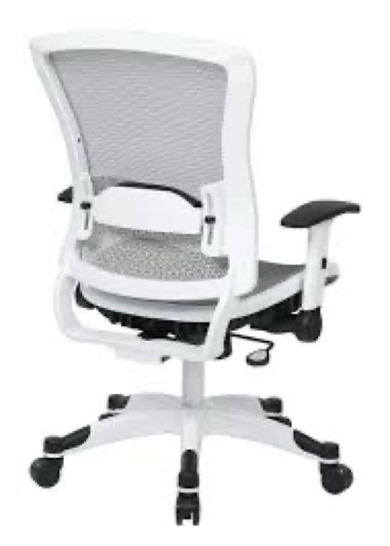 Space Seating® White Frame Mesh Office Chair Flip Up Arms 