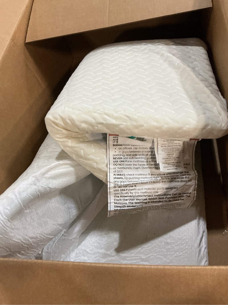 Condition photo showing As Is for 2” Crib Mattress Topper Memory Foam - Waterproof Breathable Soft Washable Cover 52” x28” x 2” Fits Standard Size Cribs & Toddler Beds by Sleepah