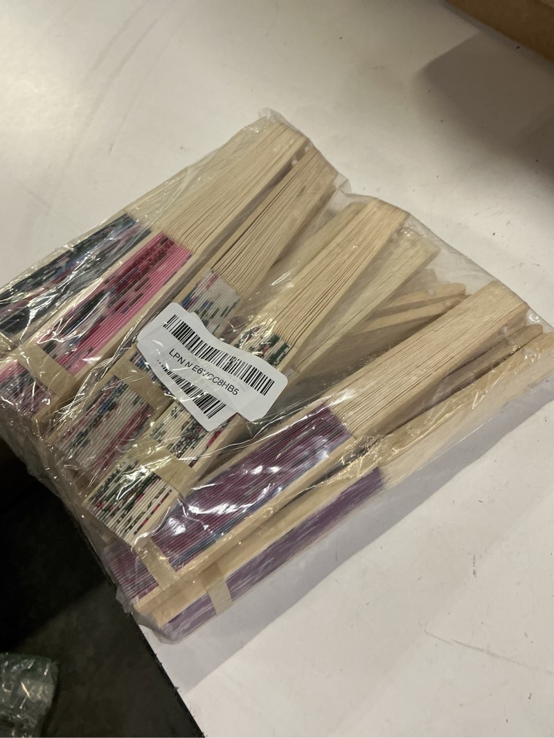 Condition photo showing Good Condition for aodaer 20 pack floral folding fans chinese style handheld fans silk bamboo fans decorative fans for wedding, party favors