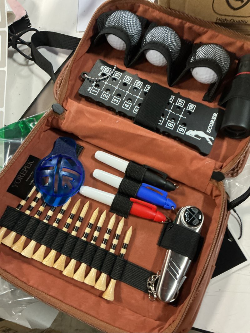 Condition photo showing Good Condition for yorepek golf accessories kit for men, golf stuff set with leather case, golf balls, golf tees & lots more.