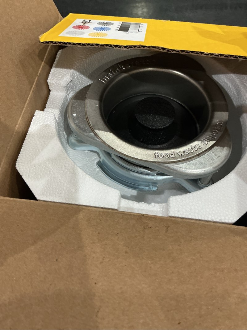 Condition photo showing As Is for insinkerator badger 1xl continuous feed 1/3-hp septic safe non-corded garbage disposal