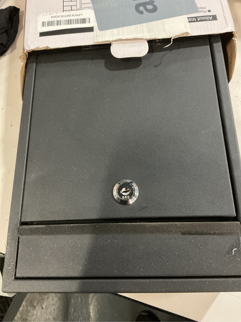 Condition photo showing Good Condition for jssmst locking mailboxes wall mounted vertical key lock drop mail box medium capacity galvanized steel cover rust-proof metal post box, 12.6 x 8.6 x 3.4 inch, black matt, sm-0601lm