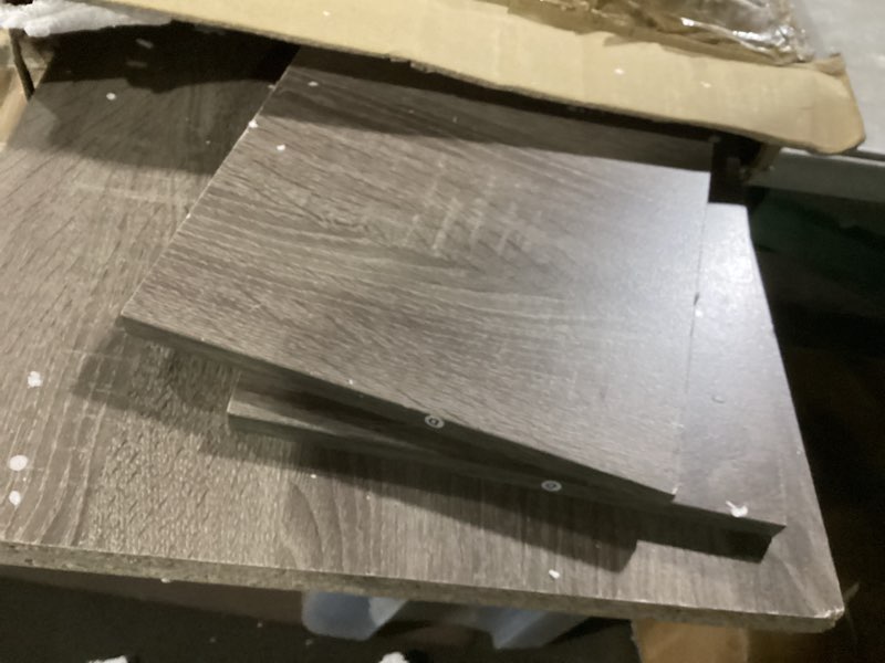 Condition photo showing As Is for furinno fowler multipurpose tv stand bookshelves, french oak grey