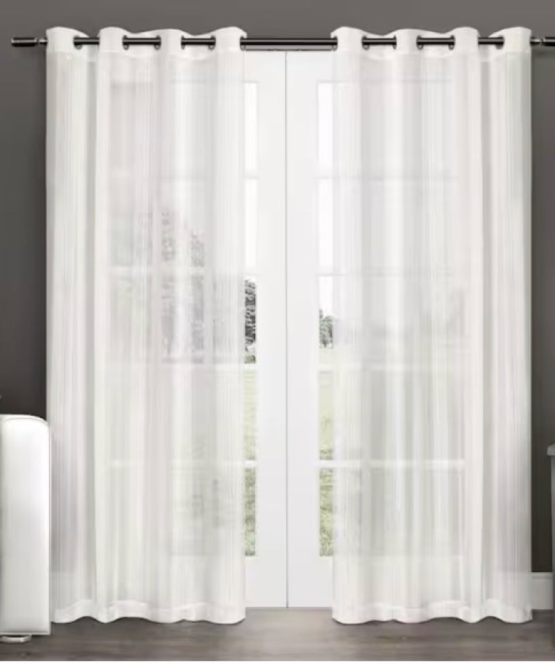 penny off-white solid sheer grommet top curtain, 50 in. w x 108 in. l. 