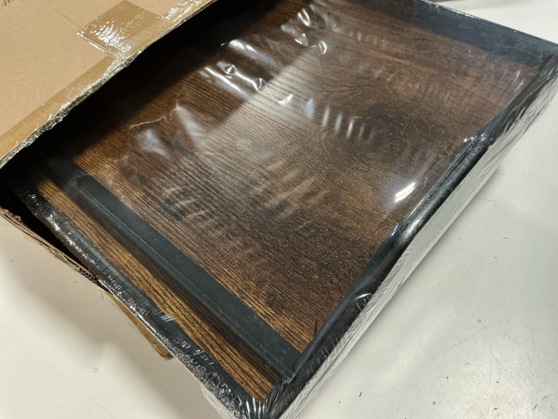 Condition photo showing New/Like New for 2 pack breakfast in bed tray for eating, 16.92 x 12.6 inch bed table tray with folding legs & handles, bamboo food lap trays fits for adult kids eating/tv/surgery recovery by easoger. set of 2 2-black 2 pack