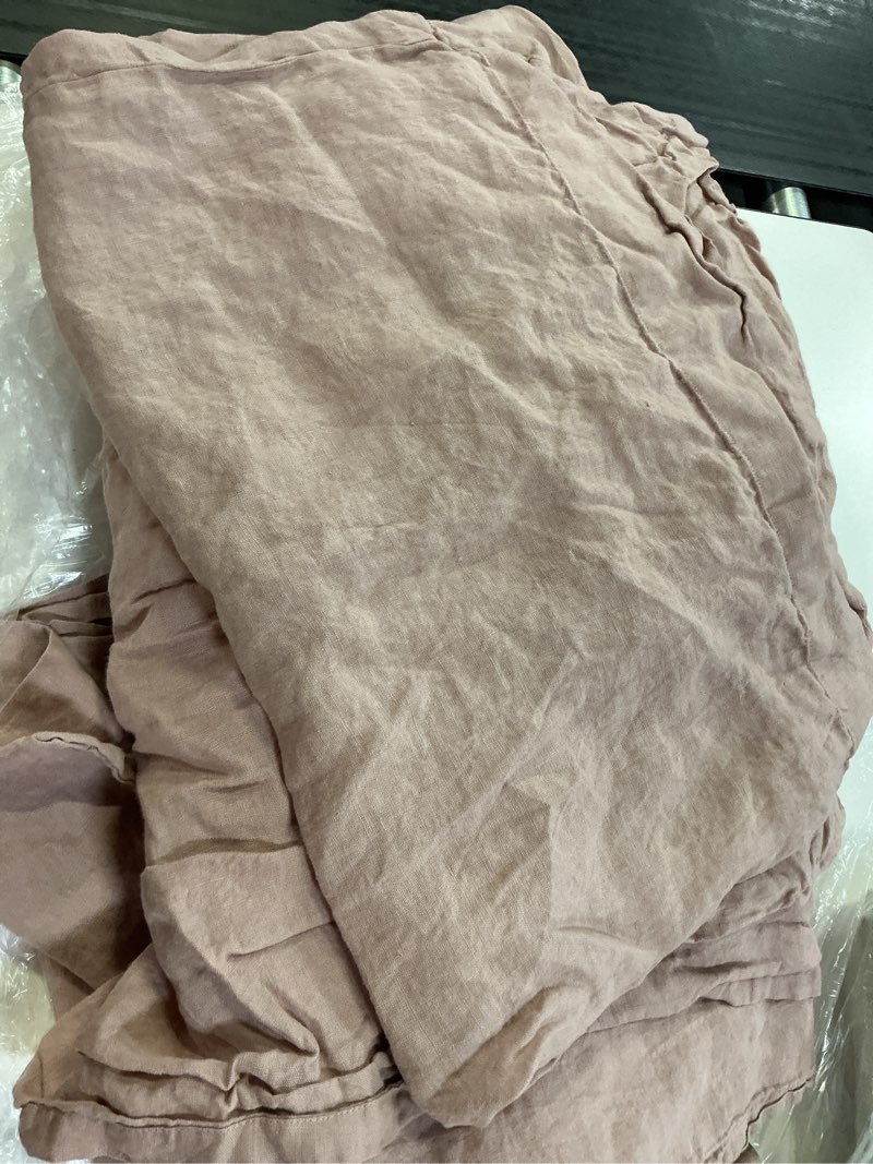 Condition photo showing Good Condition for european linen fitted sheet set, dusty mauve, queen