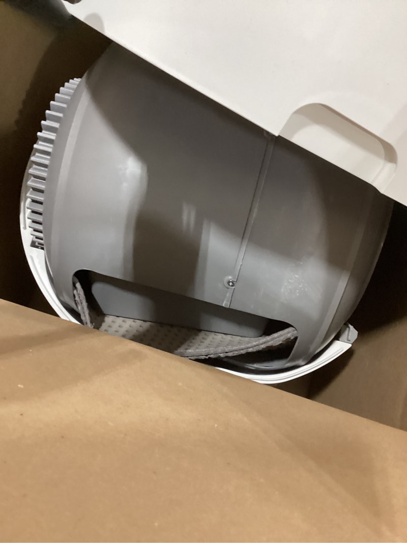 Condition photo showing As Is for automatic litter box, self cleaning litter box, odor control, 90l large capacity with app control and safety sensor, ellenpent, for multiple cats, large cat, with 3 rolls garbage bags white