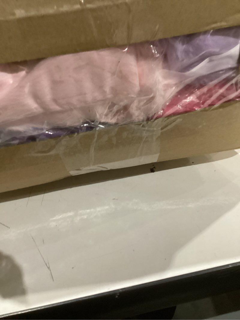 Condition photo showing Good Condition for 72 Pcs Sleepover Party Supplies Galentines Spa Birthday Slumber Party Favor, Colorful Blanket Pillow Headband Scrunchies Eye Mask Wristband Tote Bag Straw Cup Socks Hair Claw Clip Mirror Comb Bracelet