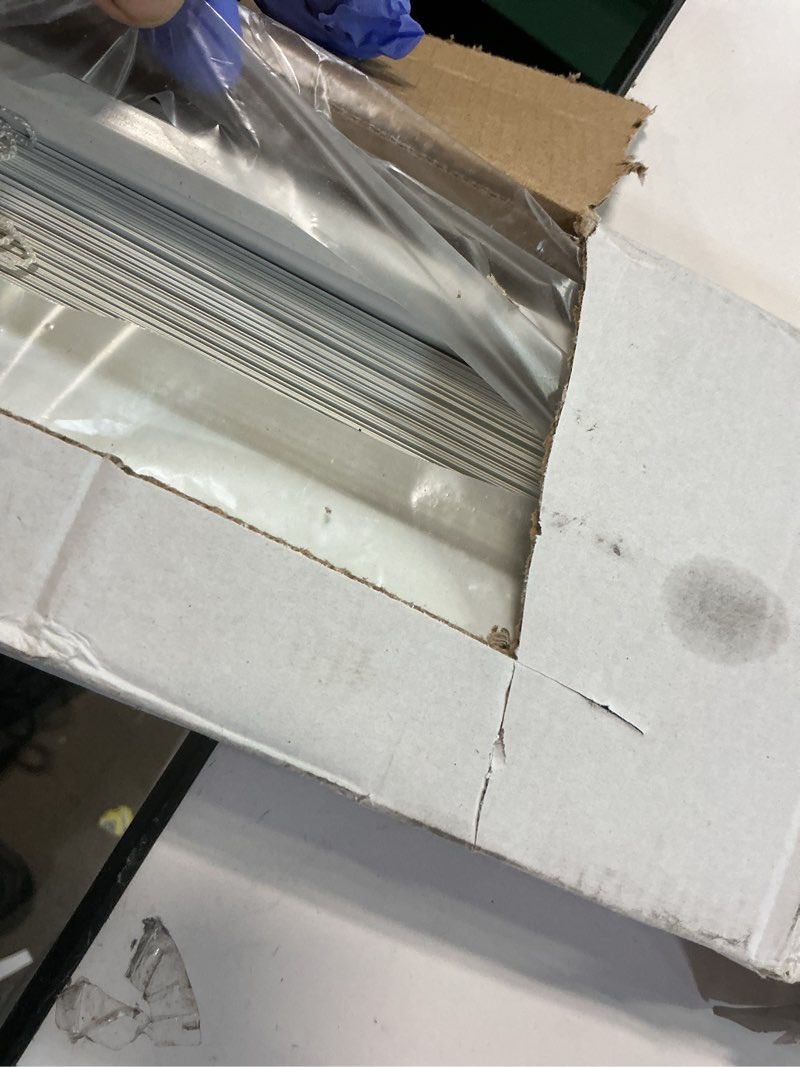 Condition photo showing As Is for Cordless Room Darkening Mini Blind - 36 Inch Width, 64 Inch Length, 1\" Slat Size - Pearl White - Cordless GII Deluxe Sundown Horizontal Windows Blinds for Interior by Achim Home Decor