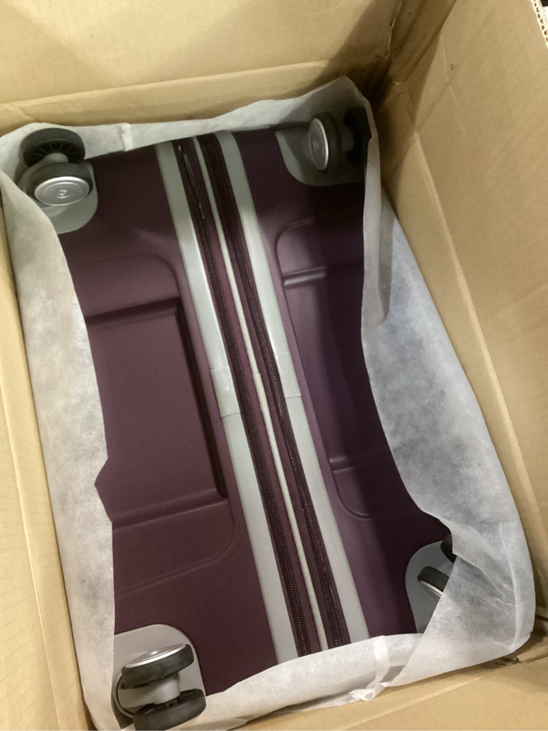Condition photo showing Good Condition for samsonite freeform large checked luggage with dual 360° spinner wheels - tsa lock, airline-approved - lightweight durable polypropylene expandable hardshell - amethyst purple checked-large spinner amethyst purple