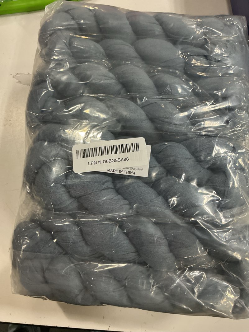 Condition photo showing New/Like New for 12 pack 10ft cheesecloth table runner 35x120 inch boho gauze table runner rustic cheese cloth long romantic table runners for wedding bridal shower birthday party table decor (dusty blue) dusty blue 35" x 120"