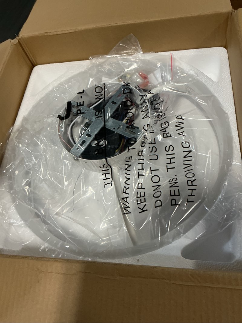 Condition photo showing Good Condition for VOLISUN Fandelier Ceiling Fans with Lights and Remote, 15.7in Low Profile Ceiling Fan Flush Mount, 3000K-6500K Dimmable Bladeless LED Fan Light, White Modern Ceiling Fans with Lights for Bedroom White 15.7 INCH