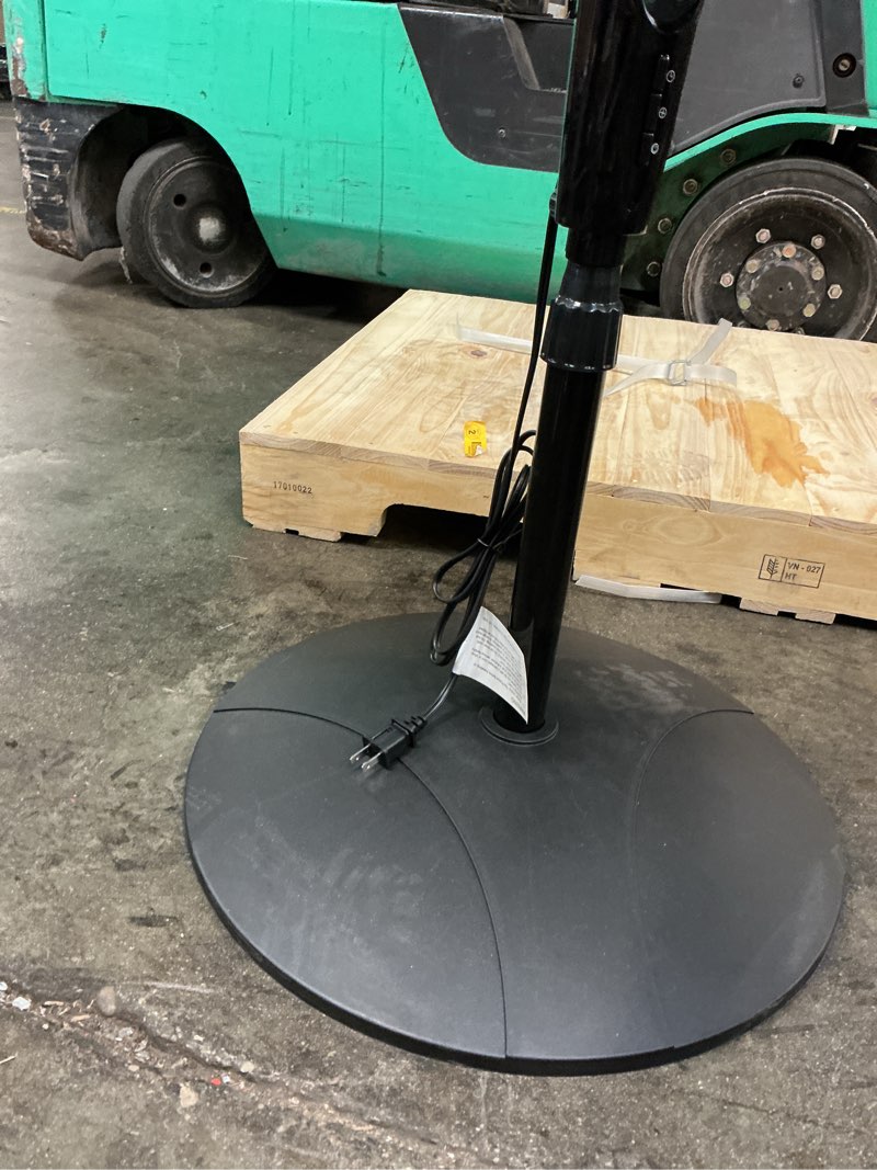 Condition photo showing As Is for utilitech 18-in indoor oscillating pedestal fan, in black with remote