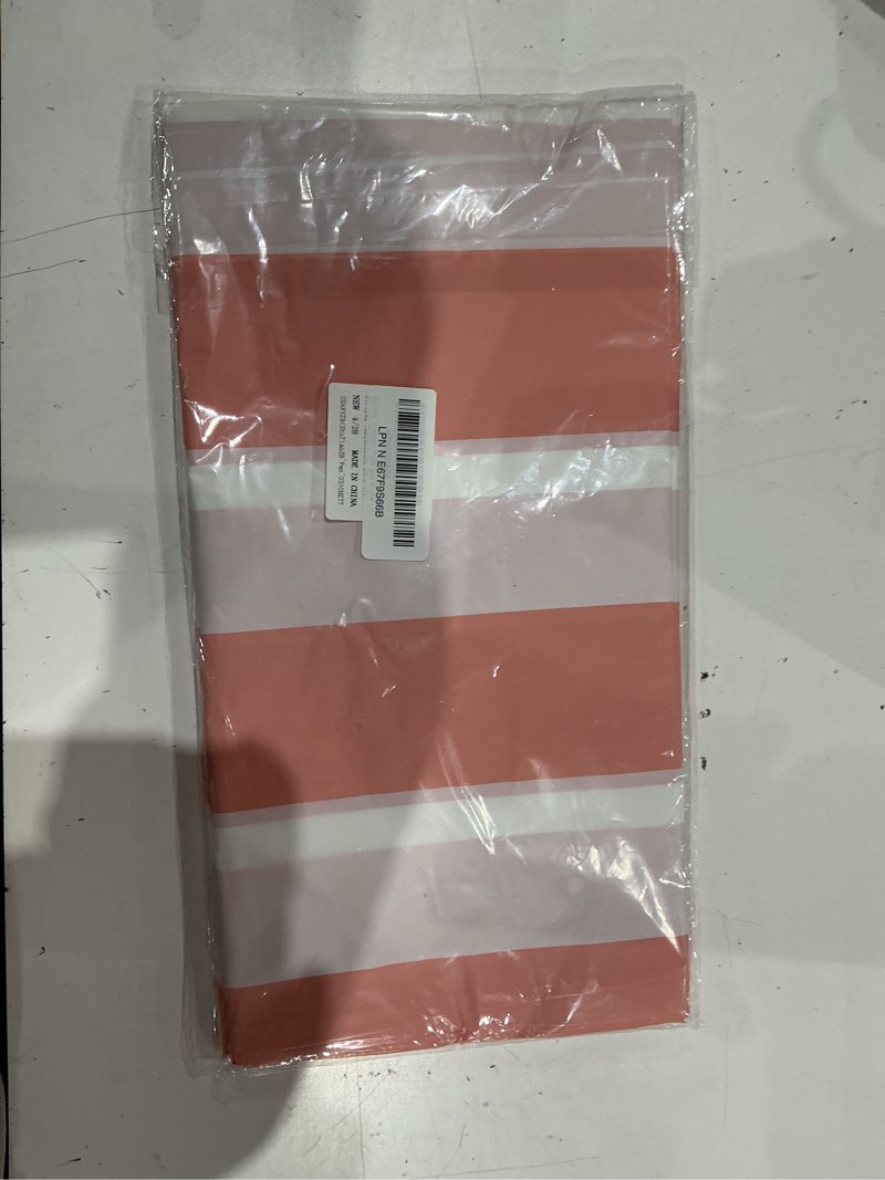 Condition photo showing As Is for 3 packs pink and white striped tablecloths 54 x 108 inch disposable waterproof plastic table covers vertical pink striped tablecloths for birthday party baby shower wedding outdoor picnic vertical pink stripe 3