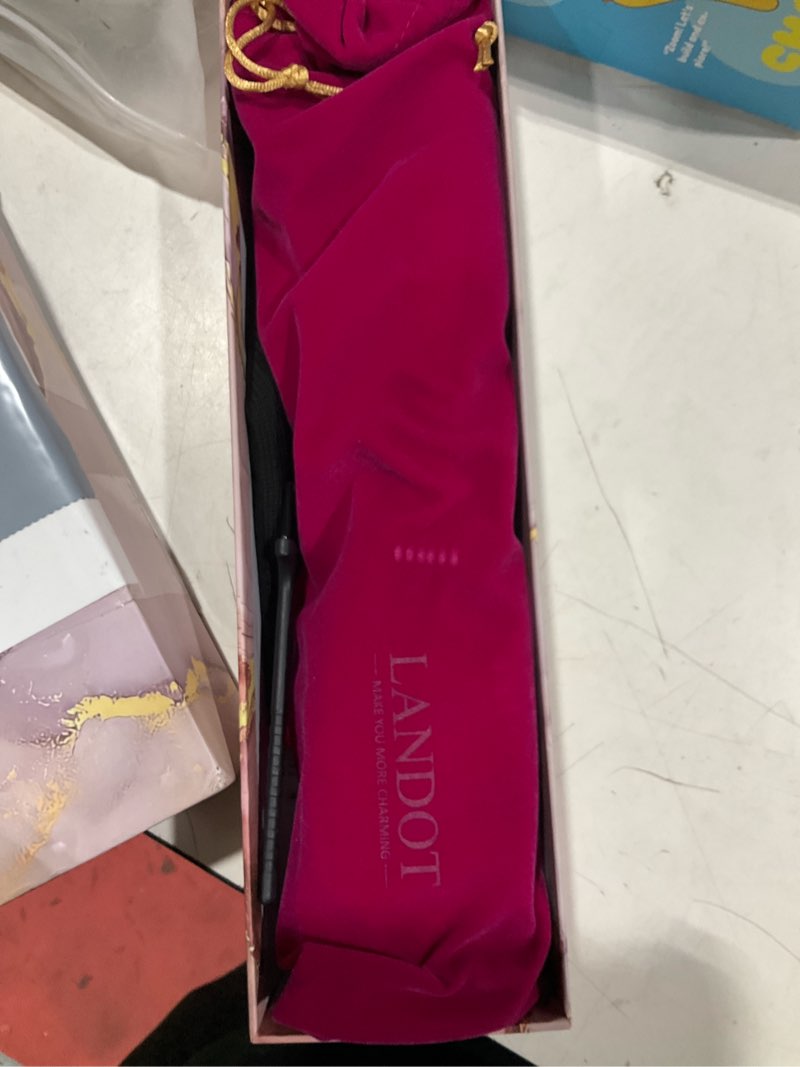 Condition photo showing Good Condition for landot straightening brush for smooth shine hair - ionic ceramic straightener brush to reduce frizz & nourish hair, keratin & argan oil coated bristles, dual voltage, 12 temp 250-450f, purple purple straightening brush