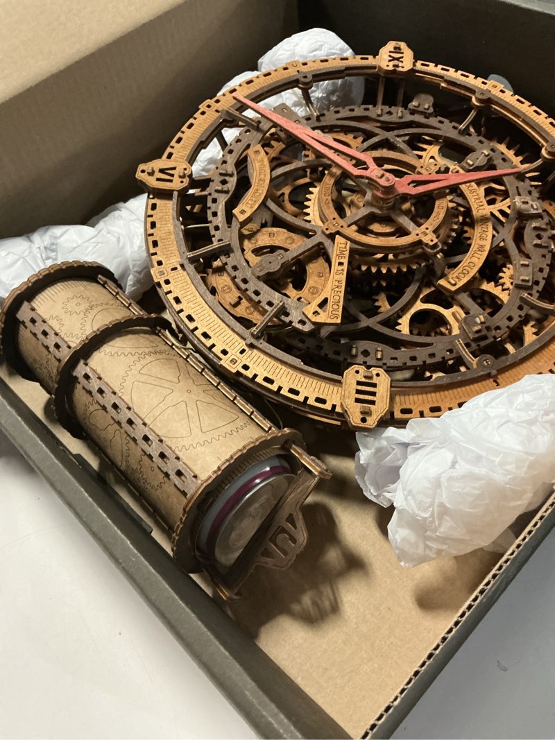 Condition photo showing Good Condition for WOODEN.CITY Steampunk 3D Puzzle Clock – DIY Mechanical Wall Clock Kit for Adults – Unique Engineering Gift and Vintage Décor - 3D Wooden Puzzles for Adults