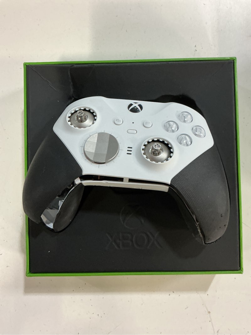 Condition photo showing As Is for xbox elite series 2 core wireless gaming controller – white series x|s, one, windows pc, android, and ios