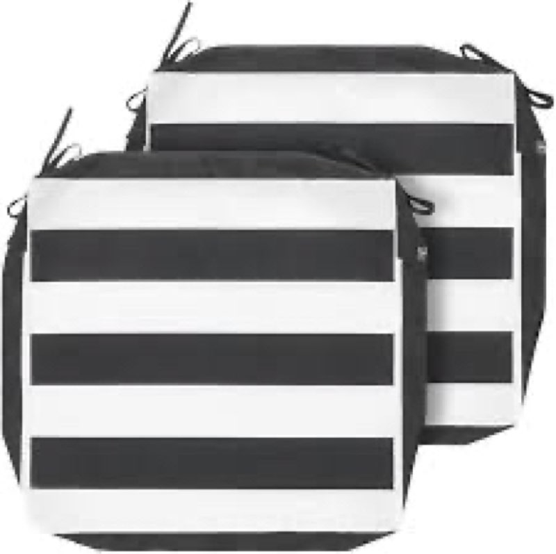 magpie fabrics indoor outdoor cushion cover replacement 2 pack, no insert! water repellent slipcover with ties christmas decor for patio garden chair seat sofa bench wicker(black white, 20x18x4 inch)