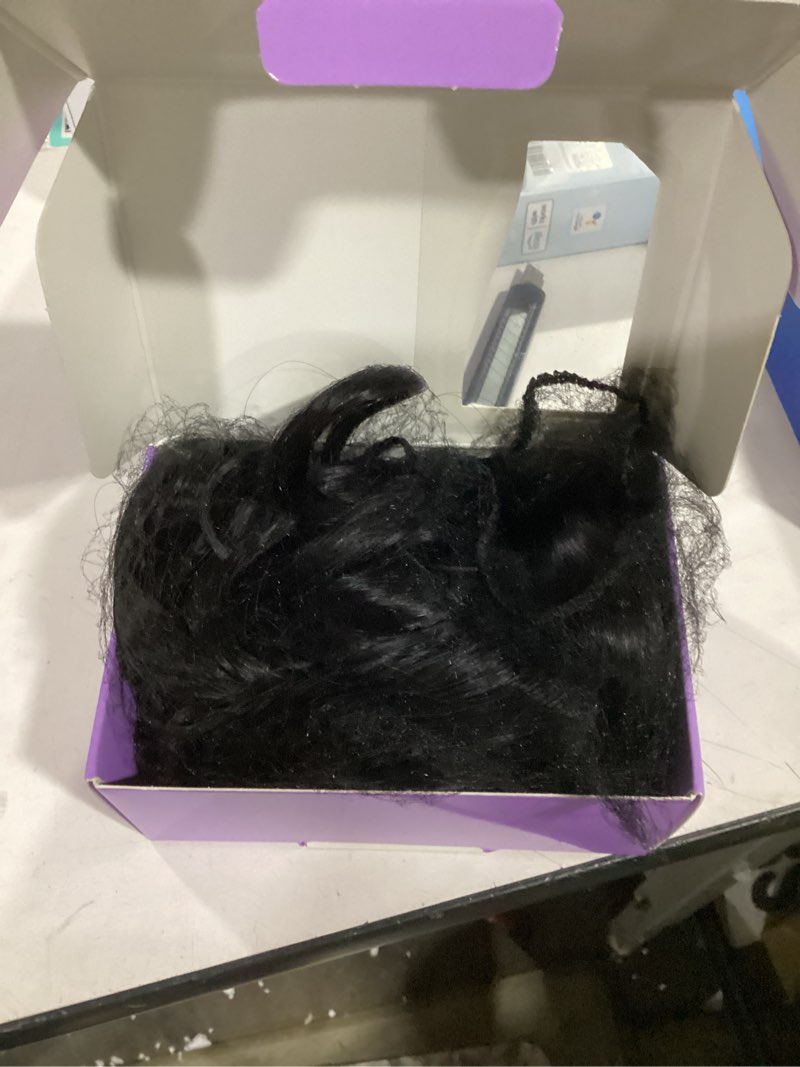 Condition photo showing New/Like New for kookastyle invisible wire hair extensions with transparent headband adjustable size 4 secure clips black long wavy synthetic hairpiece 20 inch for women 20 inch black