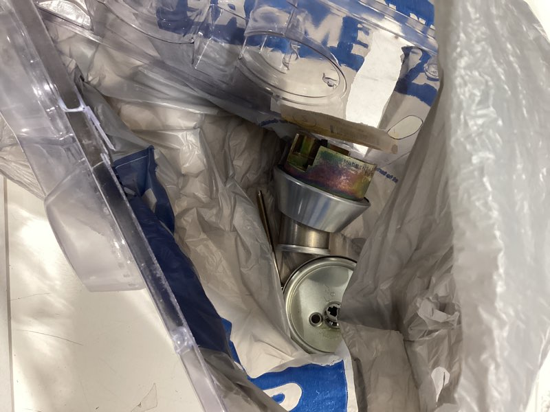 Condition photo showing As Is for brinks commercial industrial duty commercial satin chrome single cylinder deadbol