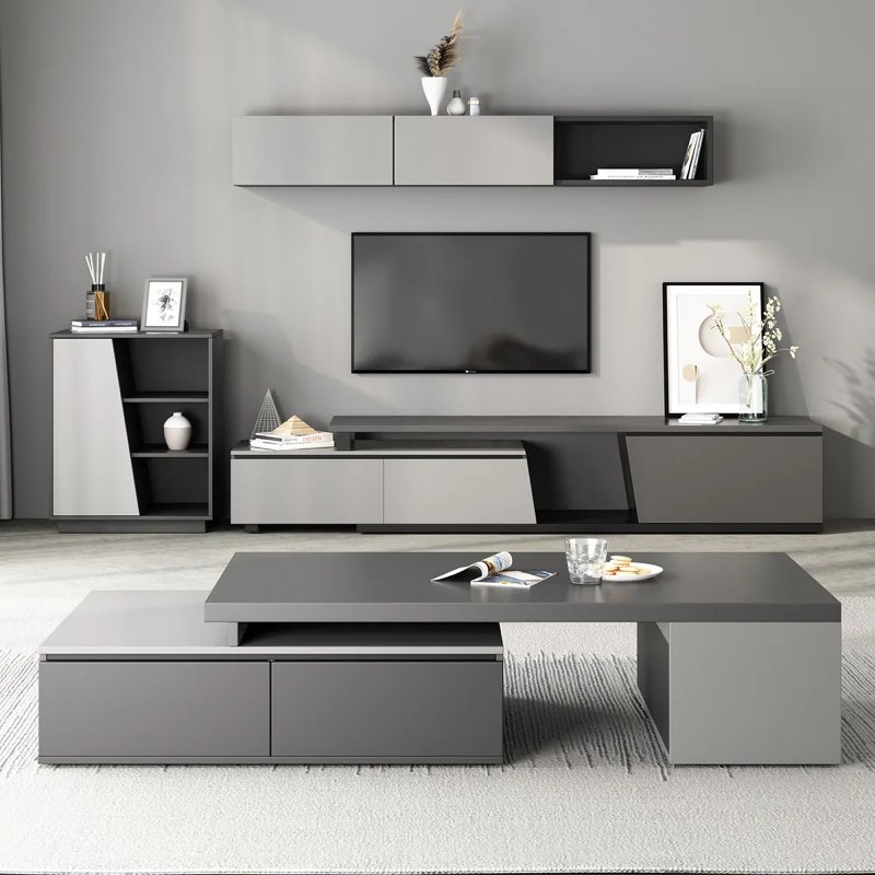 Modern Rectangular Extendable Coffee Table with Drawer Storage