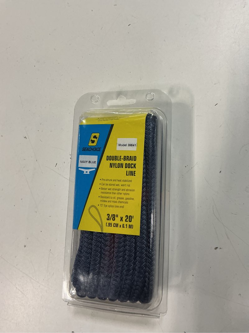 Condition photo showing New/Like New for seachoice double-braid nylon dock line navy standard 3/8 in. x 20 ft.