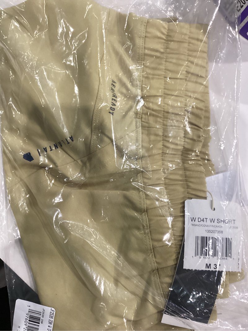 Condition photo showing New/Like New for adidas Women's Designed for Training Woven NCAA University Team Shorts Georgia Tech Yellow Jackets Medium/3" Inseam Team Sand/Collegiate Navy/Georgia Technical University
